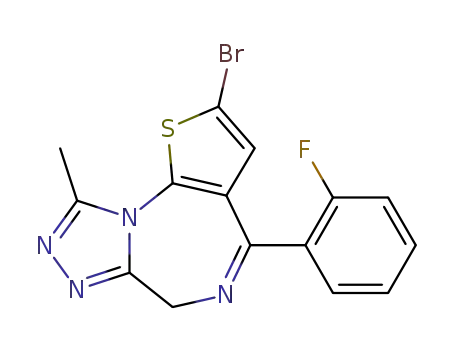 2-bromo-4-(2-fluoro-phenyl)-9-methyl-6<i>H</i>-thieno[3,2-<i>f</i>][1,2,4]triazolo[4,3-<i>a</i>][1,4]diazepine